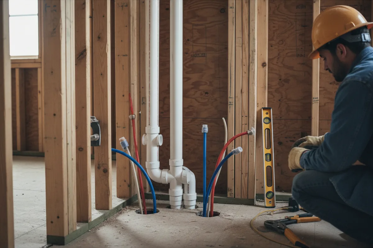 Drain and supply rough-in during Drain Cleaning in Old Westbury